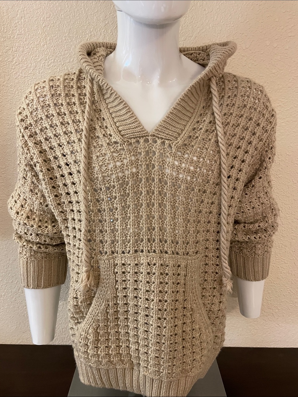 Zara Cream Knit Crewneck Sweater